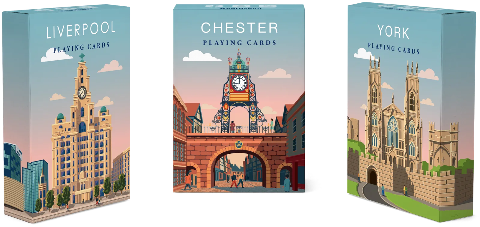 Cardvenir playing card packs for Chester, Liverpool and York